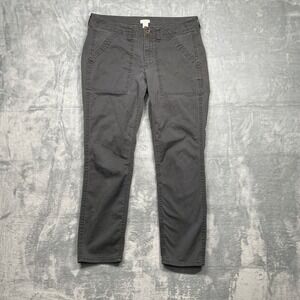 J CREW Womens Gray Stretch Flat Front Straight Leg Utility Pants Pockets Size 4